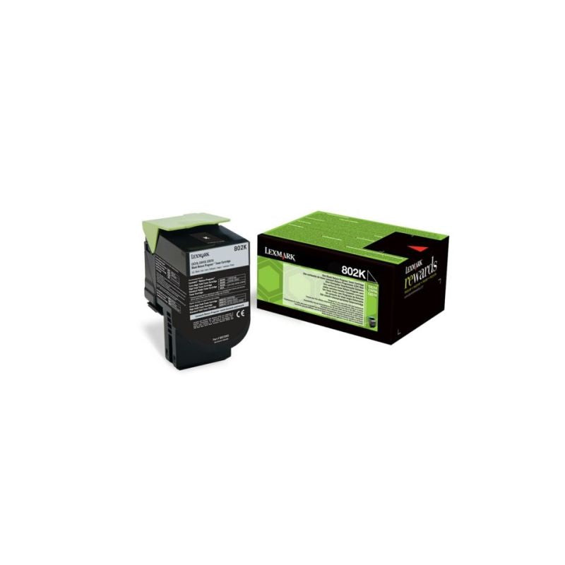 Original Lexmark 80C20K0 / 802K Toner noir, 1000 pages