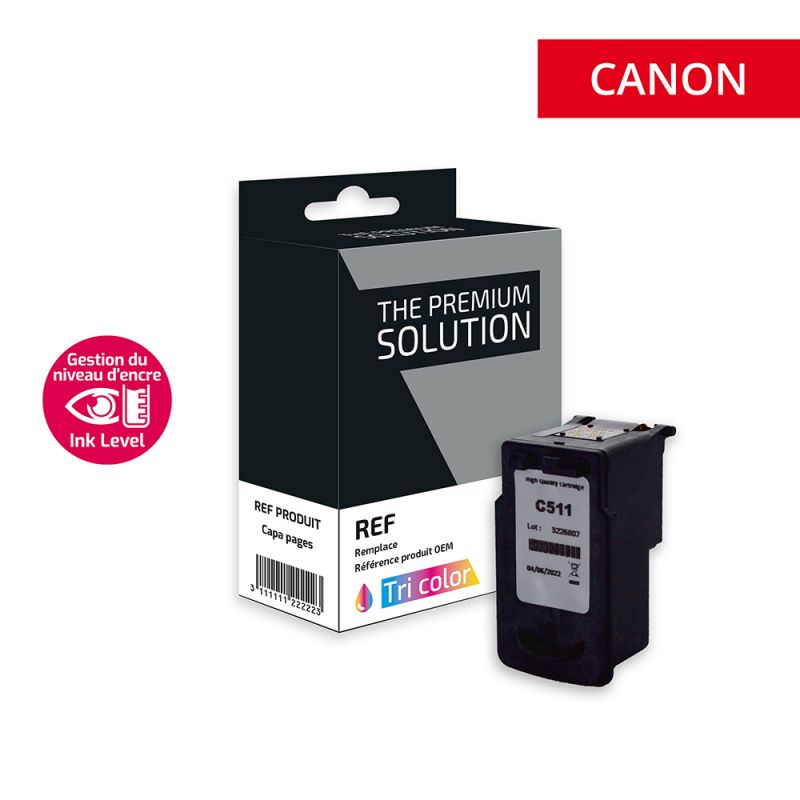 Canon 511 - cartouche  jet d'encre avec niveau d'encre équivalent à CL511, 2972B001 -